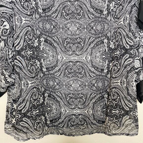 Dress Barn Black Paisley Pattern Art to Wear Scarf Blouse Size 1X - Picture 8 of 10
